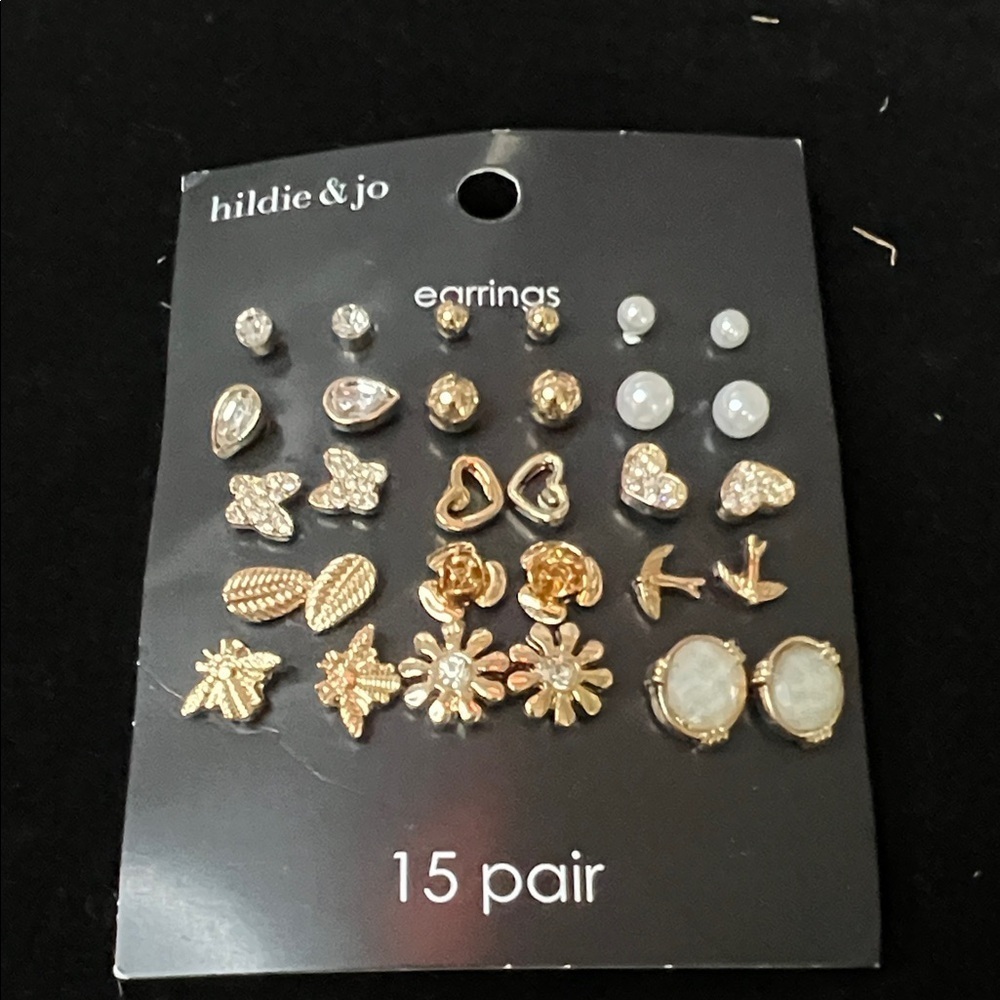 Gold and pears Earring Set